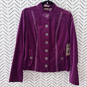 NWT Ruff Hewn Purple Velvet Vibrant Cotton Jacket Well Worn Size Medium